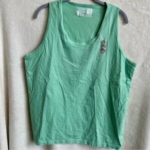 Dutch Bros Mint Green Embroidered Smiley Face Tank Top Size XL EUC